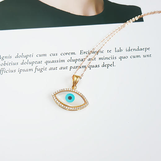 【天然正品】AU750玫瑰金个性时尚天使之眼造型贝壳吊坠项链链长：45CM女士051025NJ29现售价：2480 商品图3