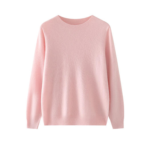 【清河羊毛羊绒专场】鹿展515 女款圆领羊绒衫 100%山羊绒 商品图0