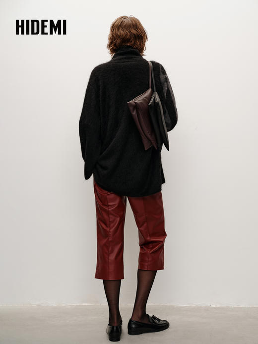 HIDEMI 大秀款进口绵羊皮极简6.5分裤喇叭皮裤 商品图9
