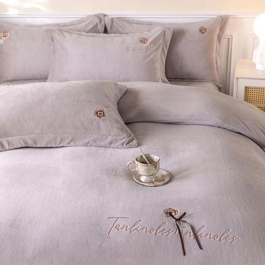 GRACE SPACE格调空间 牛奶绒床单四件套 秋冬绵软舒适保暖床单枕套床品 商品图7