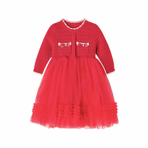 笛莎Deesha 童装女童连衣裙2025冬新款精致小香风长袖连衣裙 商品图4