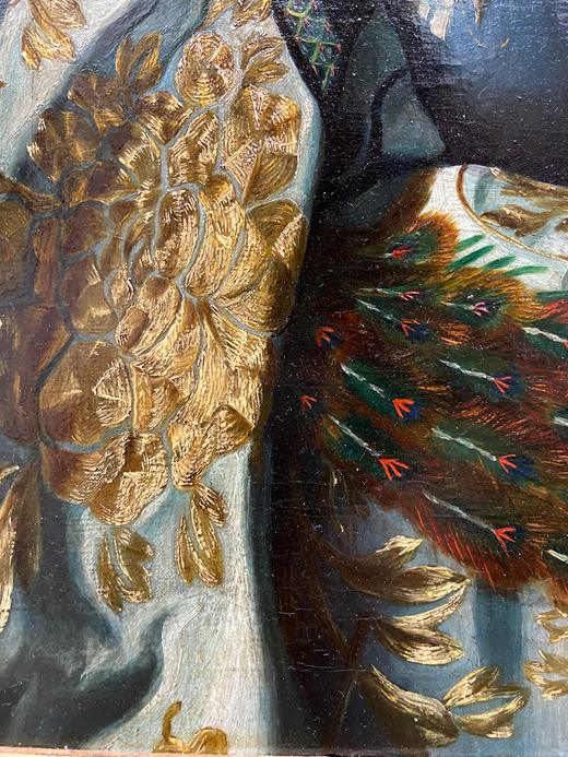 独角鹿西洋古董1888年法国画家Pauline Vallée签名创作东方主义风格静物油画作品《中国风与日本主义的构图》 商品图5