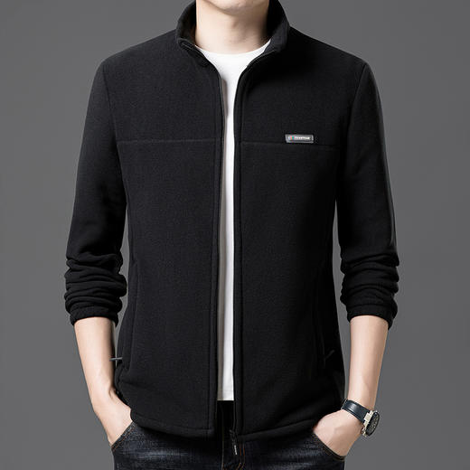 奥粒绒立领开衫外套秋冬季休闲运动卫衣男士加厚保暖亲肤夹克 商品图2