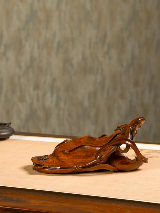 二十世纪	黄花梨雕竹枝青蛙香盘 商品图4