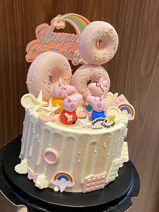 小猪佩奇甜甜圈摆件宝宝生日奶油蛋糕 商品图0