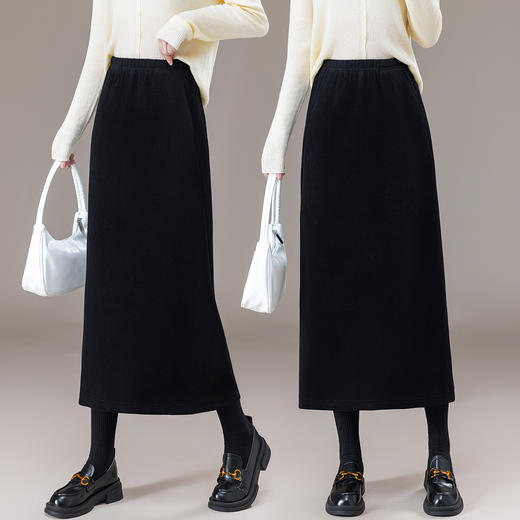 YM 85103-63时尚优雅中长款毛呢直筒裙气质高腰遮肚显瘦裙 商品图2