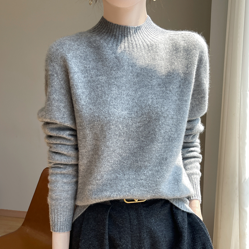 【清河羊毛羊绒专场】鹿展YBS2402 女款半高领宽松羊毛衫 100%羊毛