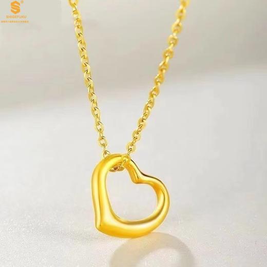 【品牌授权】【香港周六福】黄金钻石首饰 5D足金吊坠爱心（附赠K金项链） 商品图1