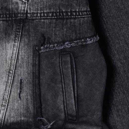 25139SDSA男士秋冬新款痞帅男装潮牌磨白磨破纽扣连帽牛仔夹克百搭时尚 商品图3