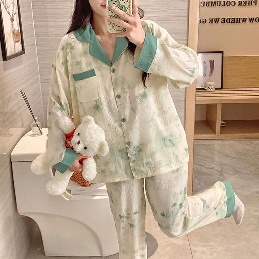 自然醒月汐（带胸垫）女士家居服云朵棉长袖长裤开衫睡衣QH 商品图6