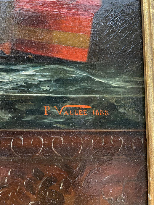 独角鹿西洋古董1888年法国画家Pauline Vallée签名创作东方主义风格静物油画作品《中国风与日本主义的构图》 商品图4