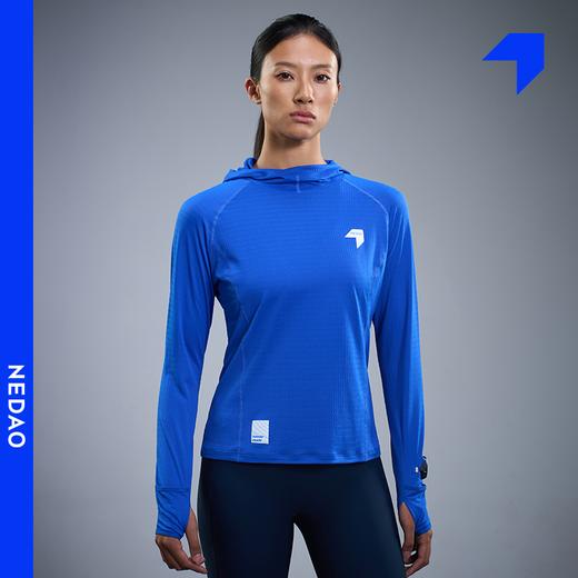 内道新品能量方格AIR带帽长袖女士保暖透湿干爽户外运动跑步长袖 商品图4