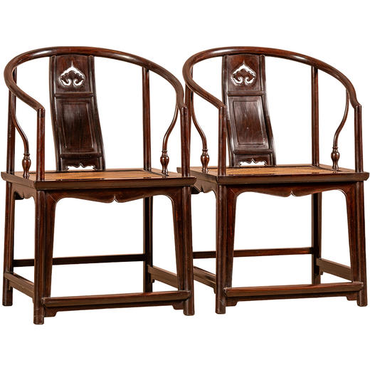 清	红木三攒靠背如意云纹圈椅（一对） 商品图5