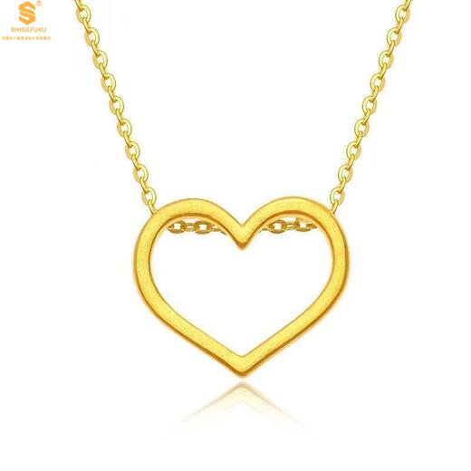 【品牌授权】【香港周六福】黄金钻石首饰 5D足金吊坠大爱心（附赠K金项链） 商品图0