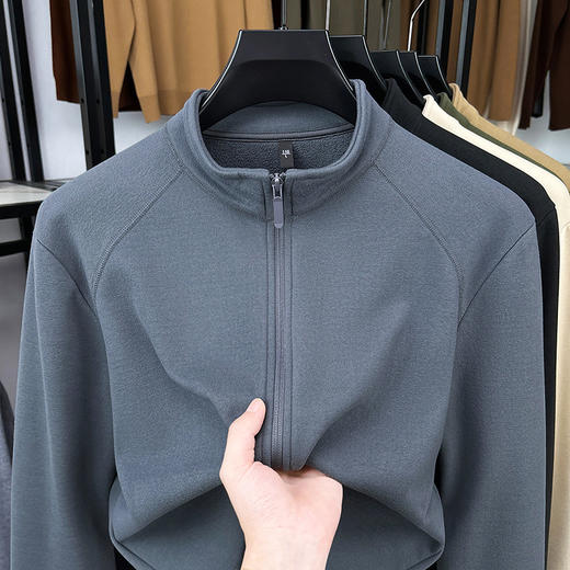 【男士秋冬季立领外套 】 纯色长袖开衫半高领拉链卫衣时尚保暖舒适 商品图2