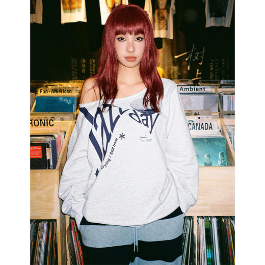 CryingCenter JazzDay斜肩宽松字母印花加绒卫衣 男女款 哭喊中心 商品图1