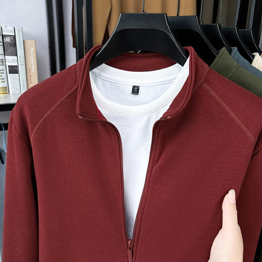 【男士秋冬季立领外套 】 纯色长袖开衫半高领拉链卫衣时尚保暖舒适 商品图5