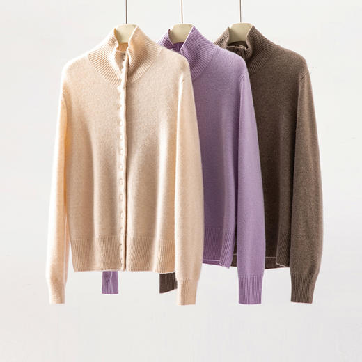 MENG·Baby Cashmere【云烟】100%小山羊绒高领包扣羊绒衫 商品图2