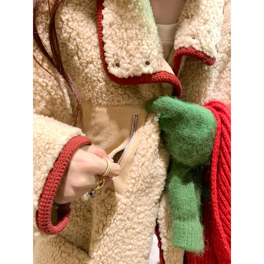 <曾小咸推荐>韩系拼接毛毛外套女 商品图2