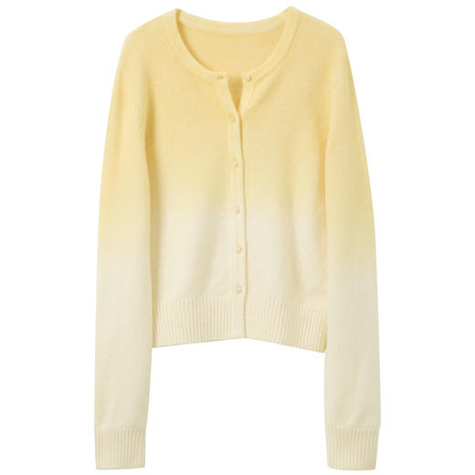 三彩2025冬季新款圆领针织衫长袖晕染开衫毛衫外套简约S 商品图4