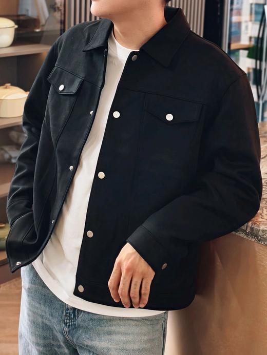柏奥玛巴恩风男士夹克 | 垂感面料、上身柔软舒适、翻领设计搭配金属纽扣、尽显酷帅街头风、日常通勤百搭 商品图2