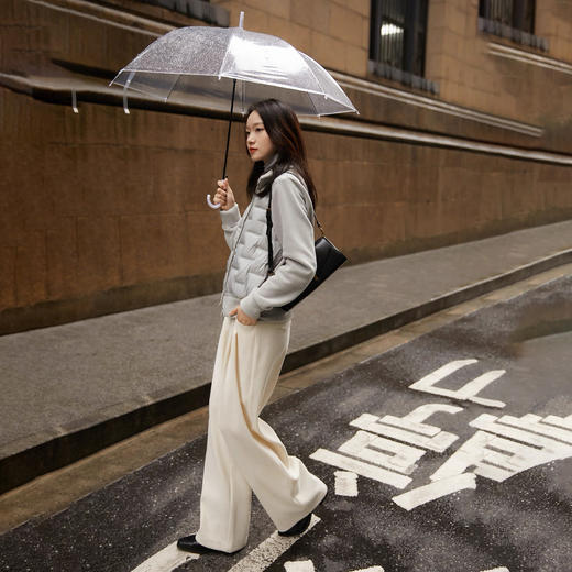 让冬日显瘦不臃肿【特妮娜 90白鸭绒轻羽绒】绒子含量90% 双头拉链设计 拼接摇粒绒 云梯布隔 舒适御寒 轻薄不压身 自然亲肤 单穿高级利落 叠穿层次分明 商品图3