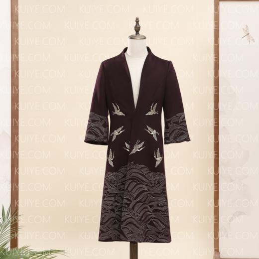 【福天华】寿服女大衣“鹤翔云海”（深紫红）百年工艺寿衣 商品图1
