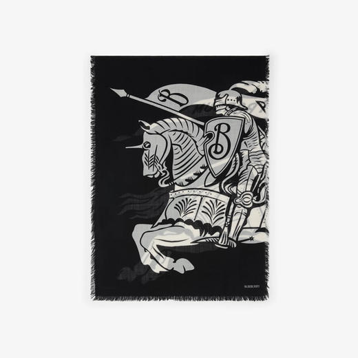 BURBERRY 巴宝莉 中性宽版马术骑士印花羊毛围巾 混色 8113032 C1343 商品图0