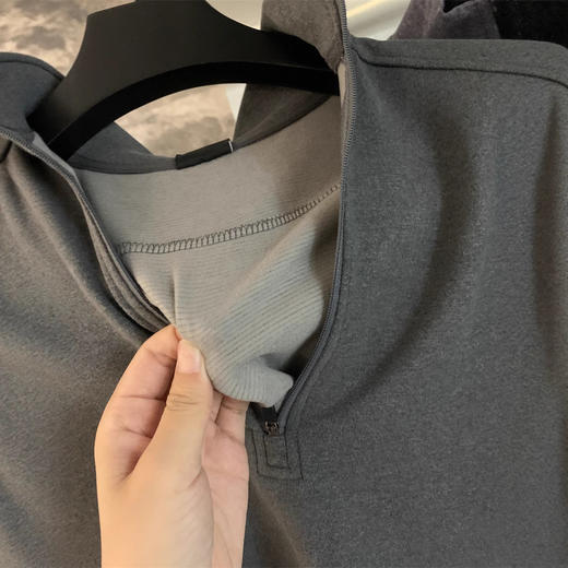 设计师线！2025水洗舒适纳米绒秋冬新款男长袖T半拉链打底衫卫衣！ 商品图1