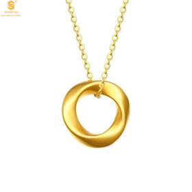 【品牌授权】【香港周六福】5D足金吊坠莫比乌斯（附赠K金项链）