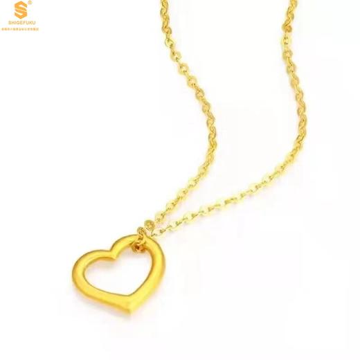 【品牌授权】【香港周六福】黄金钻石首饰 5D足金吊坠爱心（附赠K金项链） 商品图2