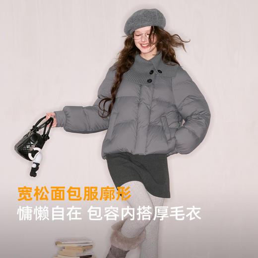 【防水易打理】三彩独醒2025冬季新款短款羽绒服90白鸭绒面包服F 商品图3
