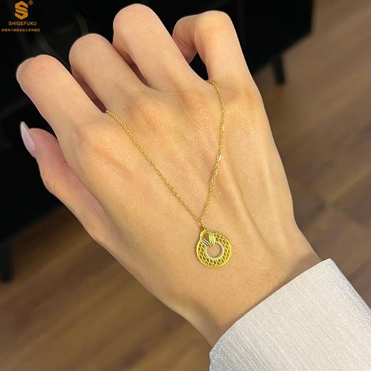 【品牌授权】【香港周六福】黄金钻石首饰 足金内嵌足银碎冰冰灵蛇守护平安扣吊坠（附赠K金项链） 商品图2