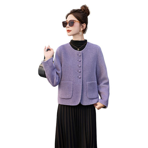 HR YJH5137韩系娃娃领双面羊毛大衣气质毛呢外套 商品图4