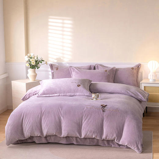 GRACE SPACE格调空间 牛奶绒床单四件套 秋冬绵软舒适保暖床单枕套床品 商品图4