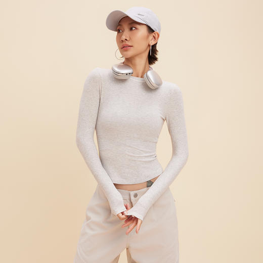 跃牌【周游世界】秋冬新款瑜伽服女运动长袖T恤修身显瘦上衣TP0945 商品图4