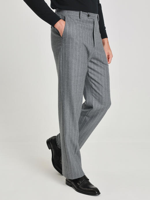 callisto海豚灰条纹微阔直筒西裤 商品图2