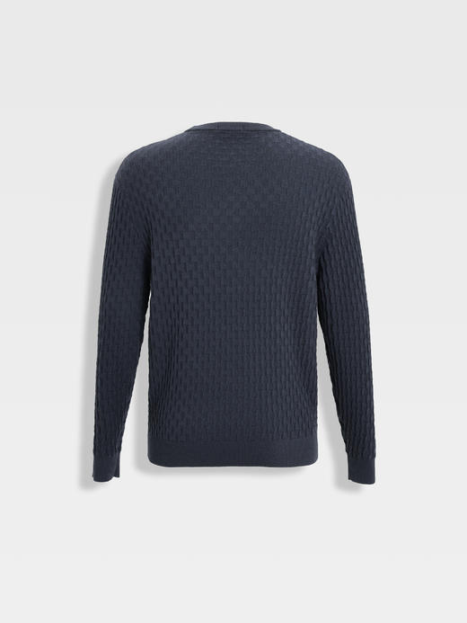 callisto星空蓝巴素兰羊毛棋盘格提花毛衣 商品图1