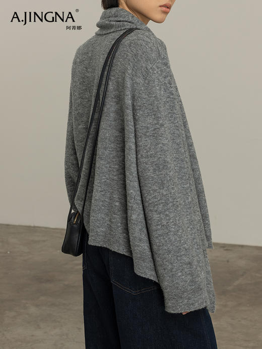 【温暖松弛】阿菁娜围巾领设计感长袖针织衫F30D302006 商品图3