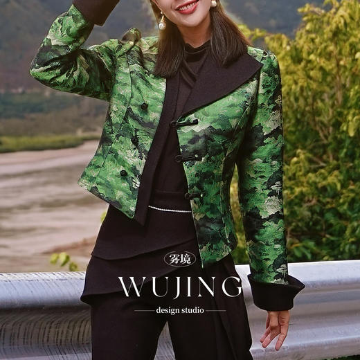 4205051 慕枝冬青 亮丝提花锦缎外套 雾境 商品图1