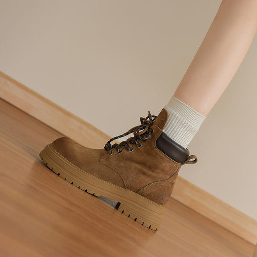 磨砂马丁靴！2025年秋季厚底系带英伦风复古大黄靴增高秋冬季！ 商品图0