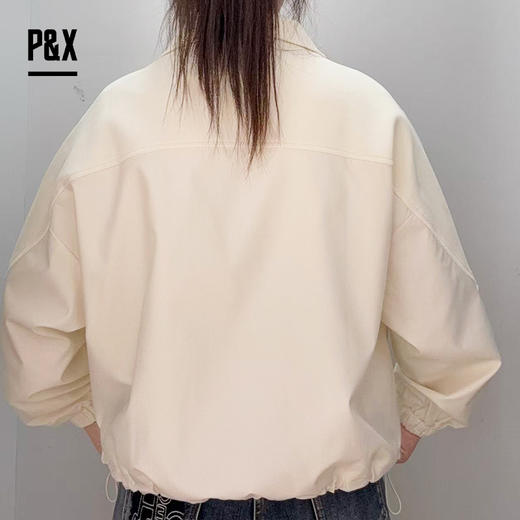 P&X设计师女装纯色宽松短外套潮流防风秋季通勤 823314961 白色 商品图2