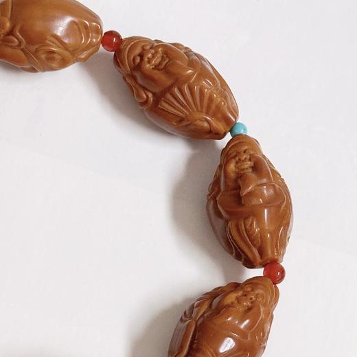 【八大财神橄榄核手串】敦煌福泽八方来财橄榄核文玩手串 佛珠核雕手工雕刻手串男女（实际产品为8颗橄榄核，非图片所标9颗） 商品图2
