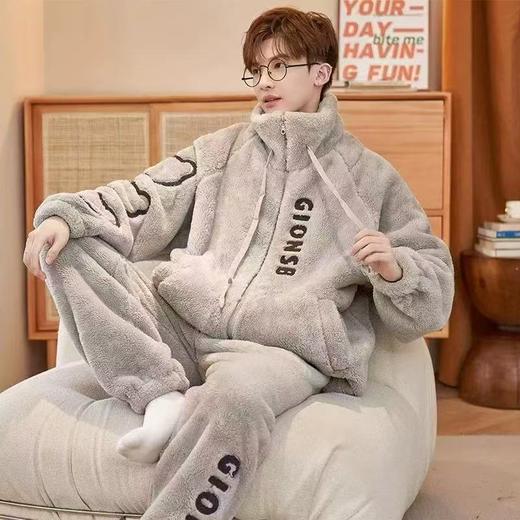【冬季加厚！加绒锁温】情侣可外穿珊瑚绒睡衣男女款冬季加厚加绒新款青少年大码秋冬家居服。rc 商品图3