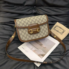 GUCCI 1955 Horsebit 乌木色 老花拼牛皮 中号