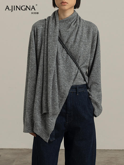 【温暖松弛】阿菁娜围巾领设计感长袖针织衫F30D302006 商品图0