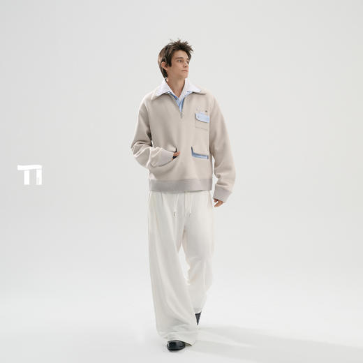 启世录TIWLLTANG“温域空镜”异序条纹学院漫游型格轨迹拼接卫衣 商品图4