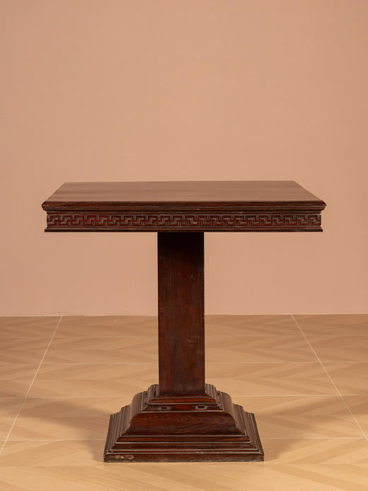 民国 红木万字纹厚面独柱方桌 商品图0