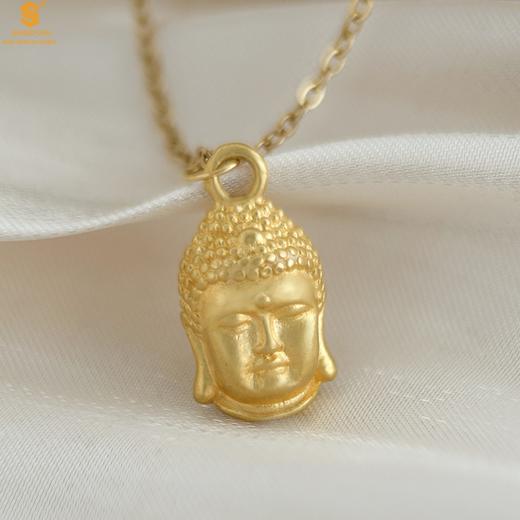 【品牌授权】【香港周六福】黄金钻石首饰 5D足金吊坠佛头（附赠K金项链） 商品图2