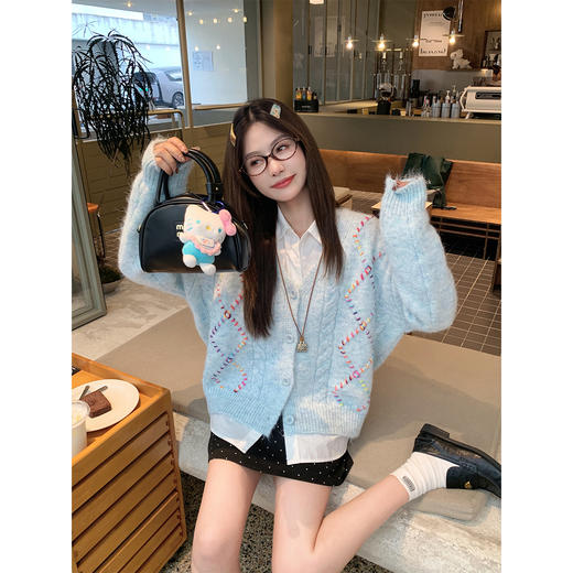 <曾小咸推荐>现货秒杀 ！微信超特价！韩系菱格开衫毛衣 日常189.99 立减90 秒杀99.99！！ 商品图4